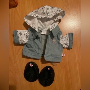 Build a bear Honey Girls Sparkly stars hooded denim star hoodie Jean jacket